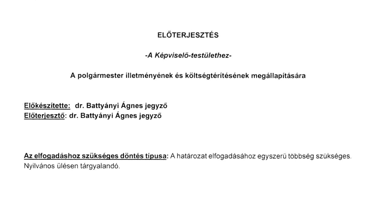 Read more about the article 2025.05.27-i Képviselő-testületi ülés – Polgármesteri illetmény és költségtérítés