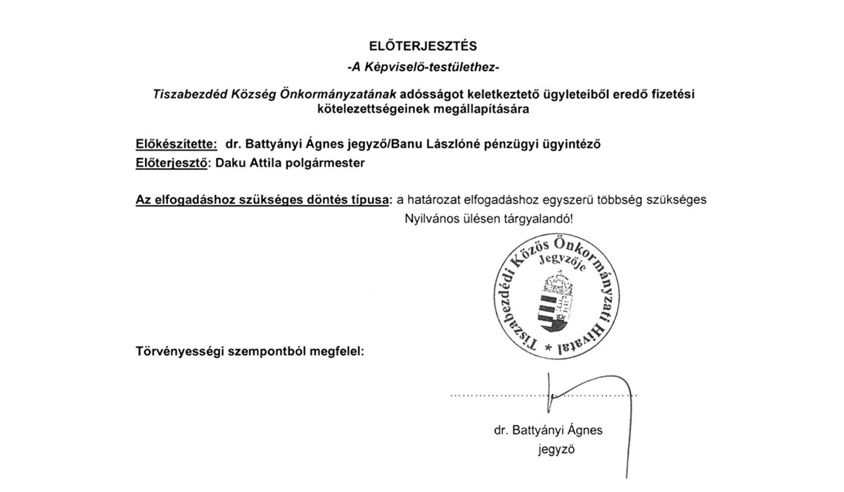 Read more about the article Képviselő-testületi ülés 2026.02.11. – 1. ELŐTERJESZTÉS