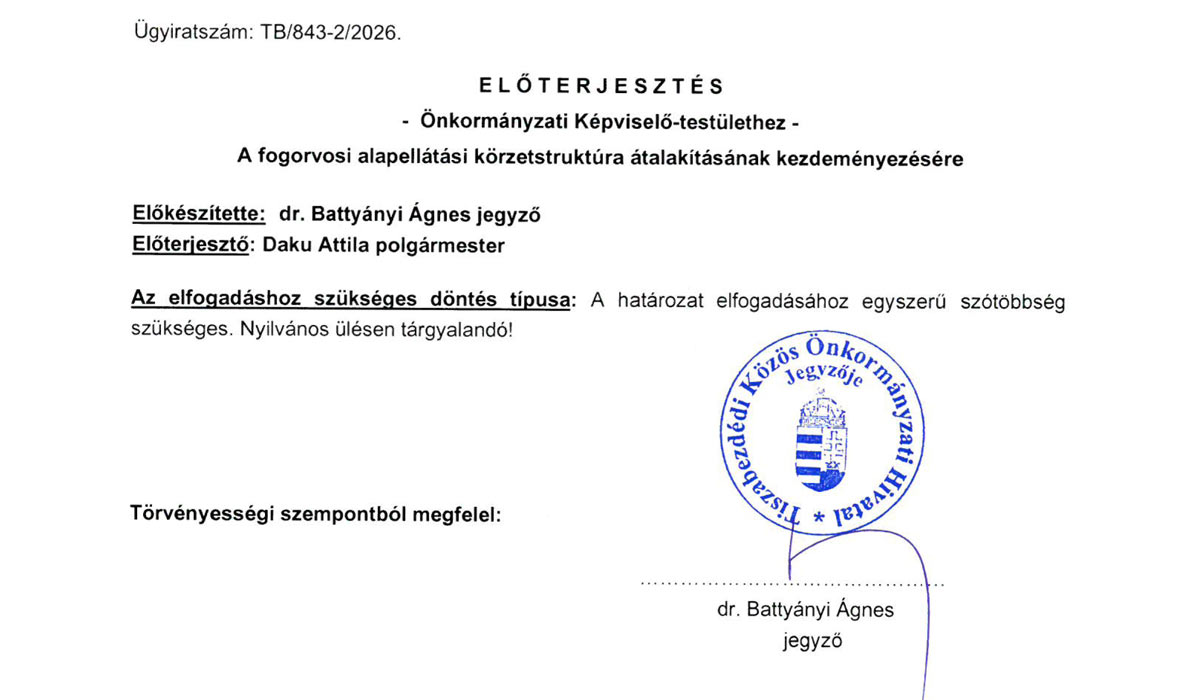 Read more about the article Képviselő-testületi ülés 2026.04.28. – Alapellátás