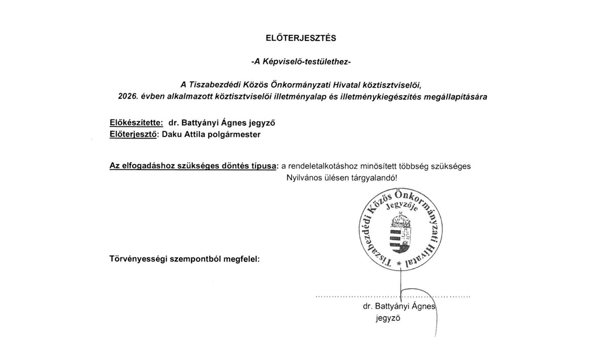 Read more about the article Képviselő-testületi ülés 2026.01.29. – 4. ELŐTERJESZTÉS