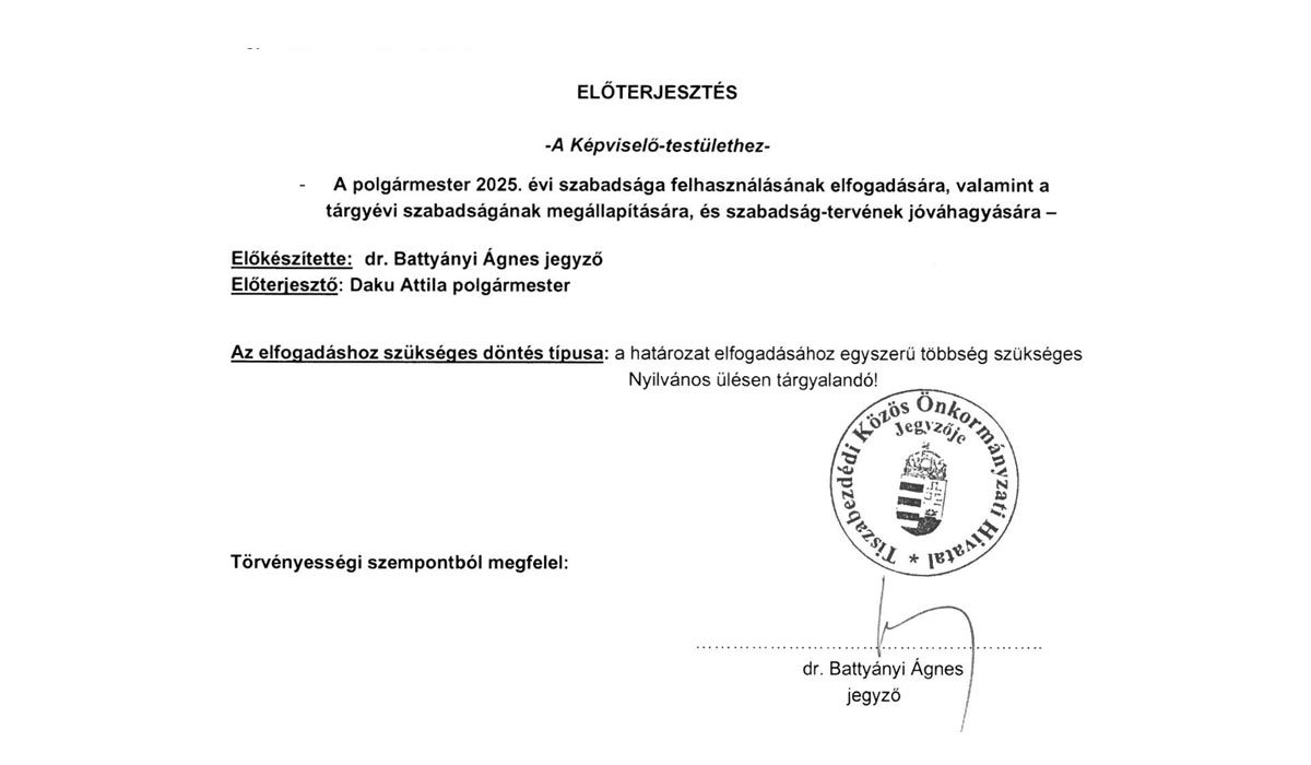 Read more about the article Képviselő-testületi ülés 2026.01.29. – 5. ELŐTERJESZTÉS