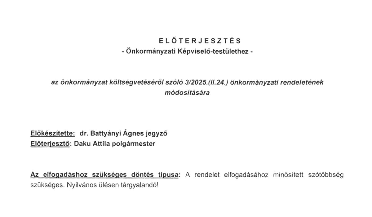 Read more about the article 2025.05.27-i Képviselő-testületi ülés – Költségvetési_rendelet_módosítása