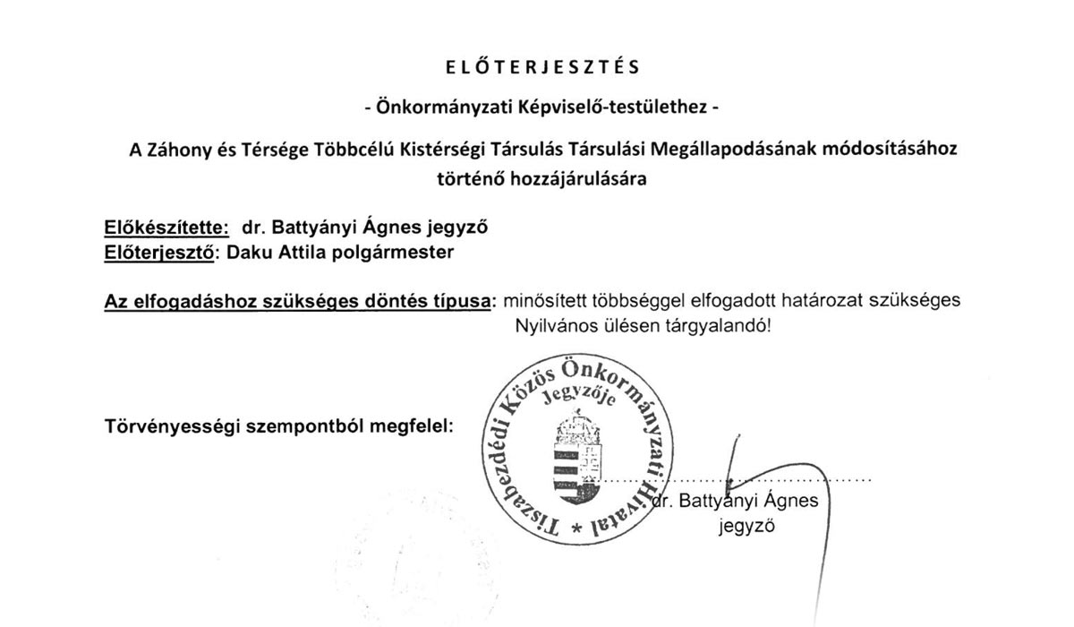 Read more about the article Képviselő-testületi zárt ülés 2026.05.26. – Társulási Megállapodás