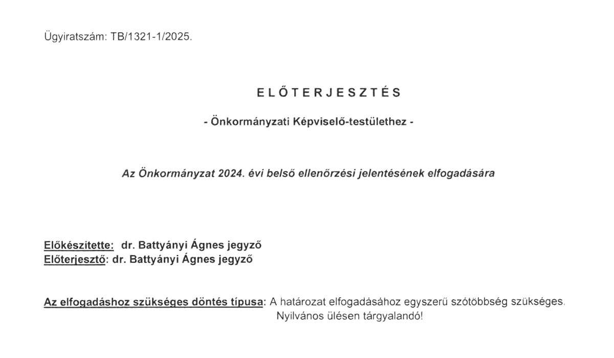Read more about the article 2025.05.27-i Képviselő-testületi ülés – Előterjesztés_belső_ellenőárzés