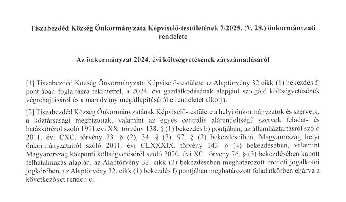 Read more about the article 2025.05.27-i Képviselő-testületi ülés – 2025.(V.28.) önk. rendelet