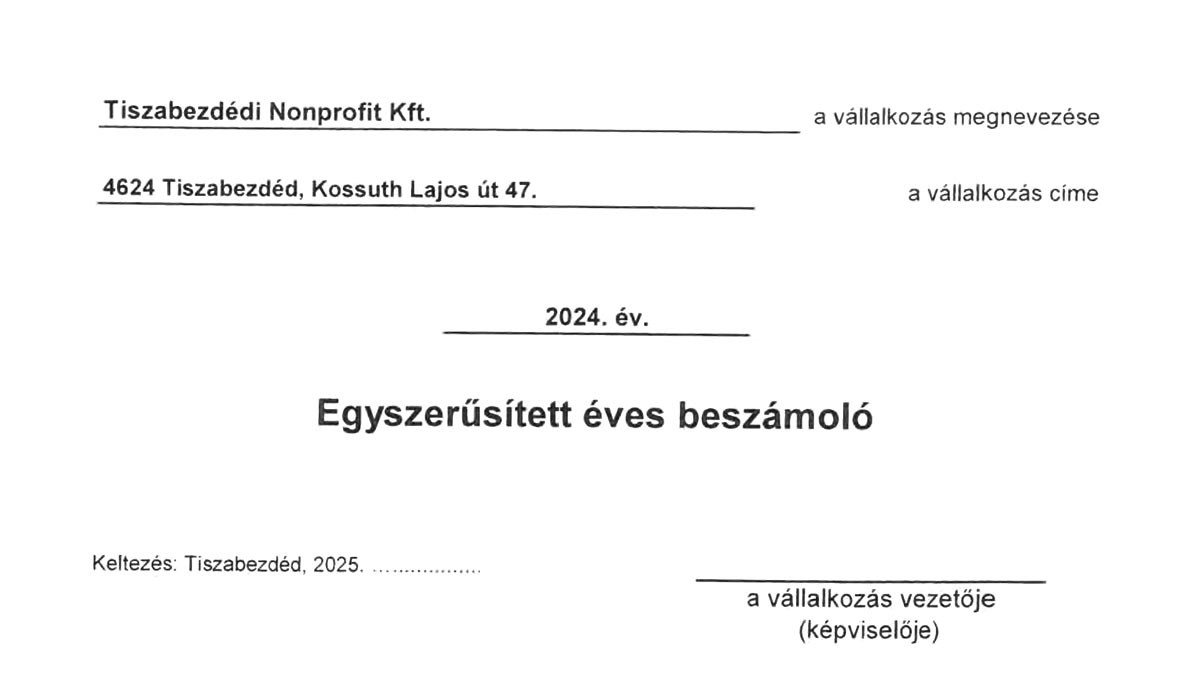 Read more about the article 2025.05.27-i Képviselő-testületi ülés – Előterjesztés Nonprofit Kft.