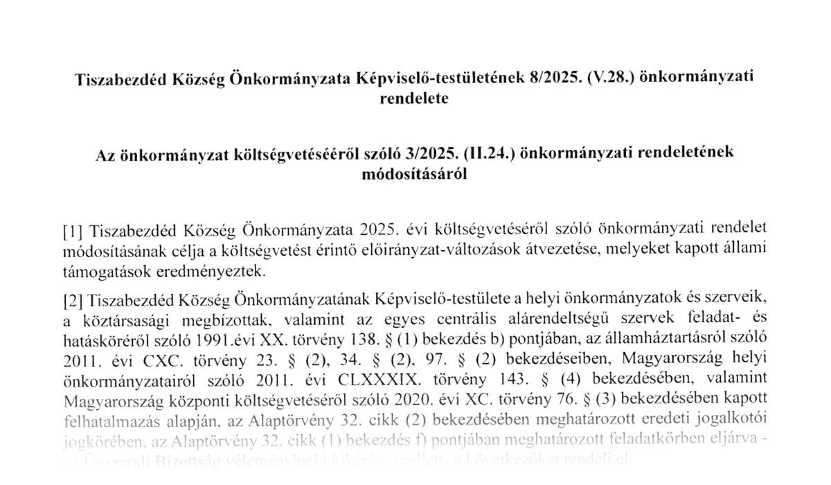 Read more about the article 2025.05.27-i Képviselő-testületi ülés – 2025 (V.28.) önk. rendelet