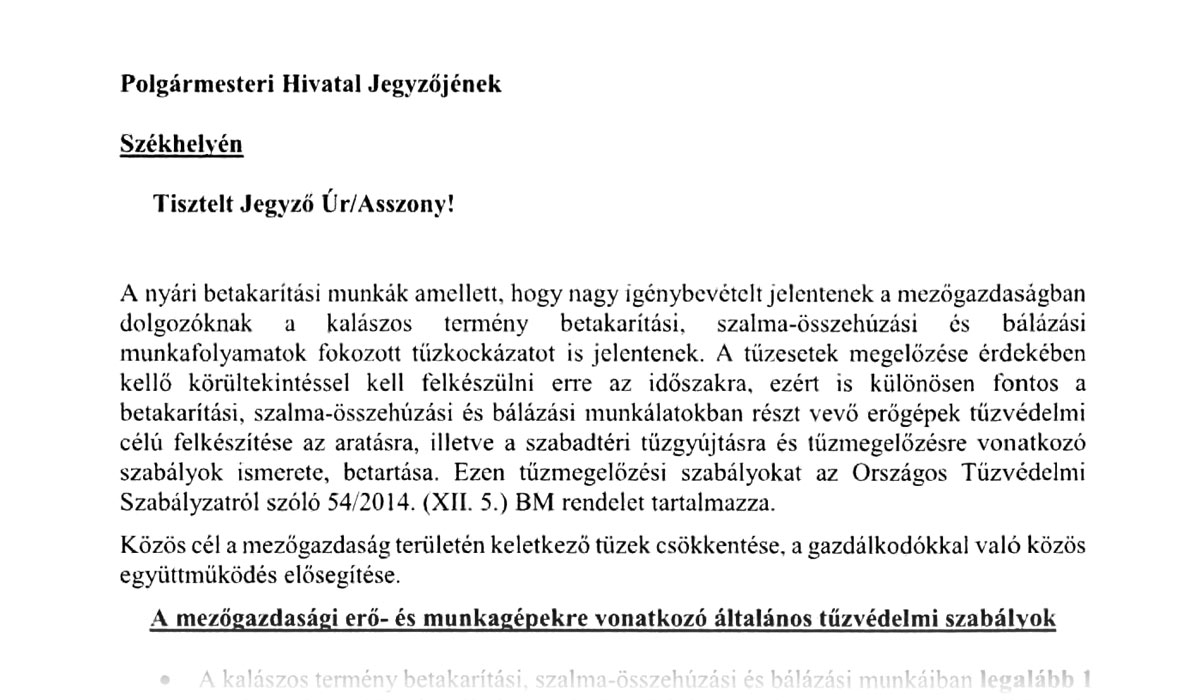 Read more about the article Aratással kapcsolatos tüzek megelőzéséről