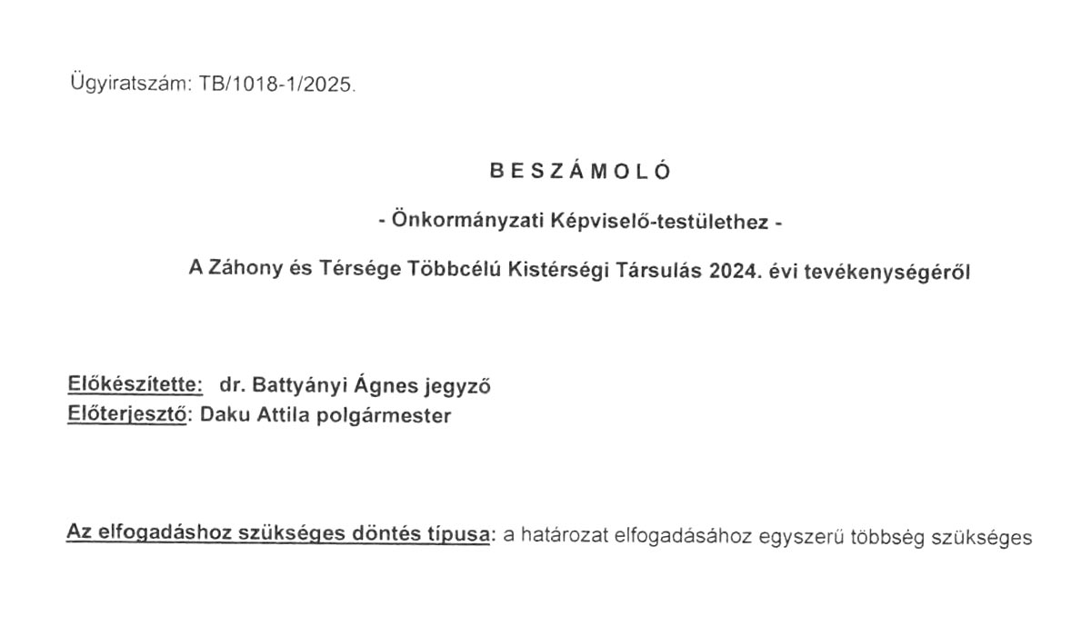 Read more about the article 2025.04.22-i Képviselő-testületi ülés – Beszámoló Záhony és Térsége
