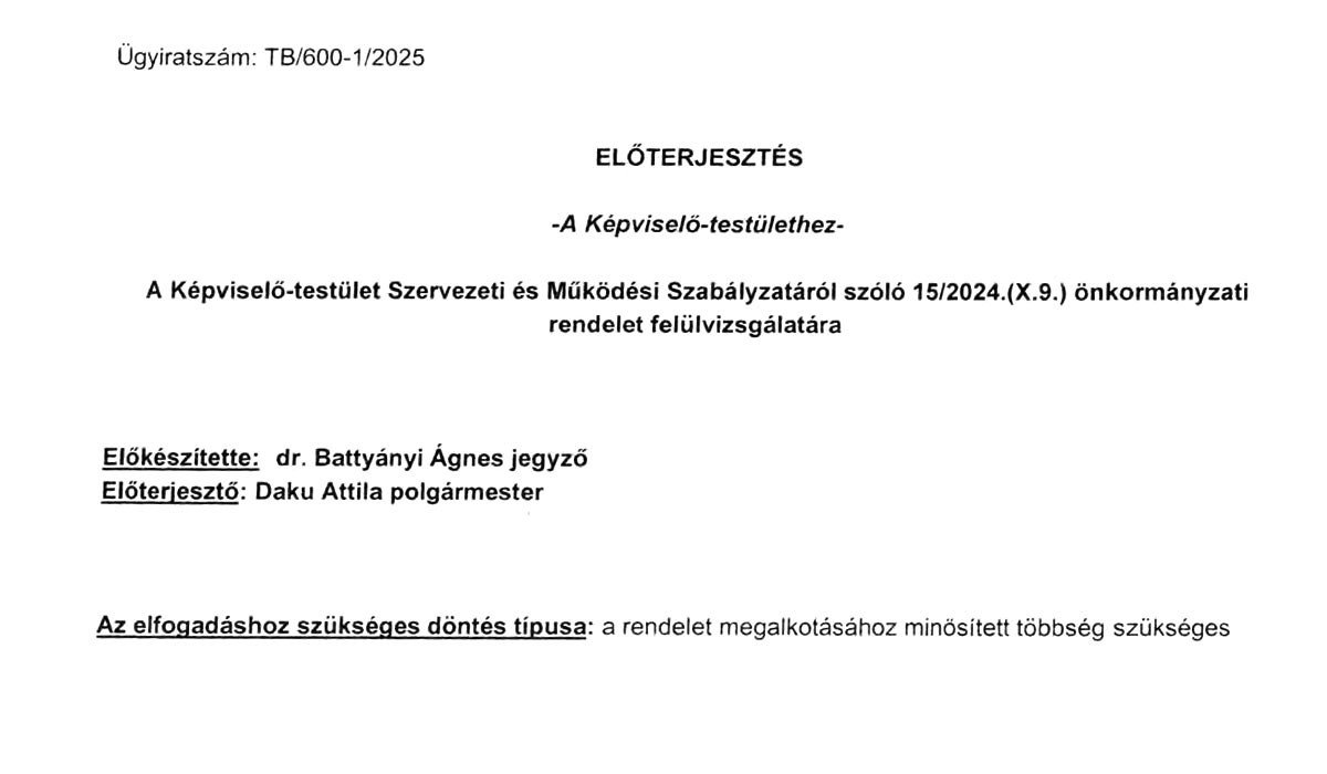 Read more about the article 2025.03.04-i Képviselő-testületi ülés – Rendelet felülvizsgálata