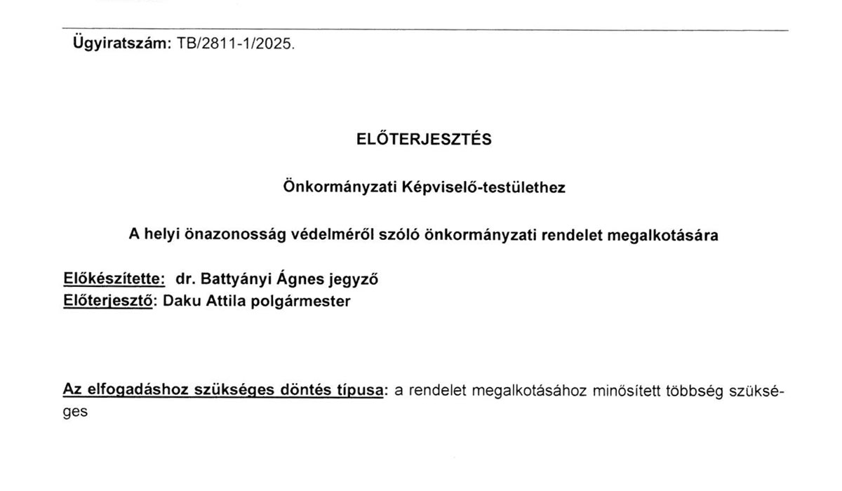 Read more about the article 2025.12.01- i Képviselő-testületi ülés – Helyi önazonosság rendelet