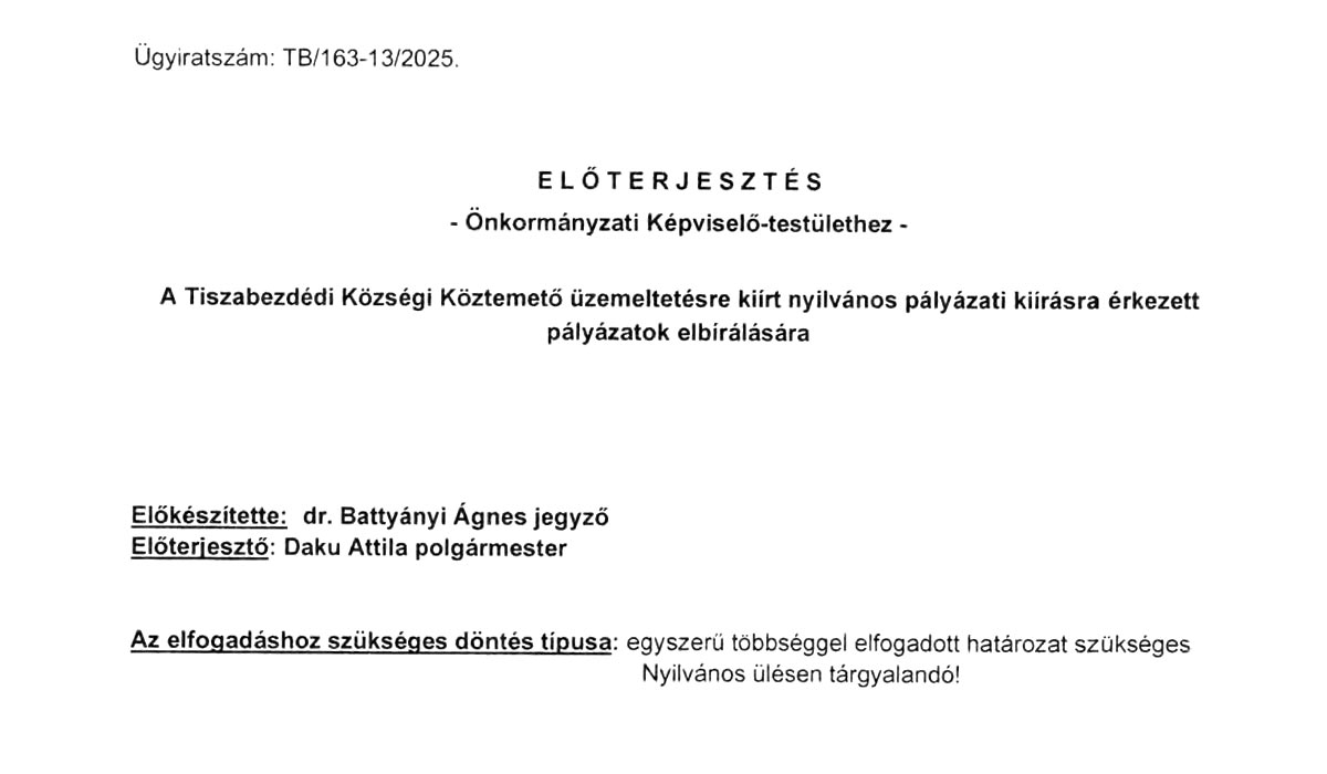 Read more about the article 2025.03.04-i Képviselő-testületi ülés – Előterjesztés temető­üzemeltetés