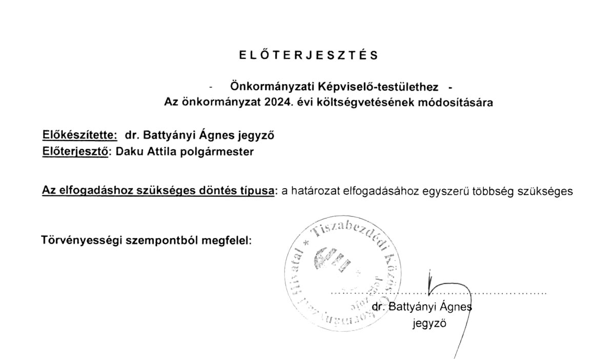 Read more about the article 2025.04.22-i Képviselő-testületi ülés – Előterjesztés