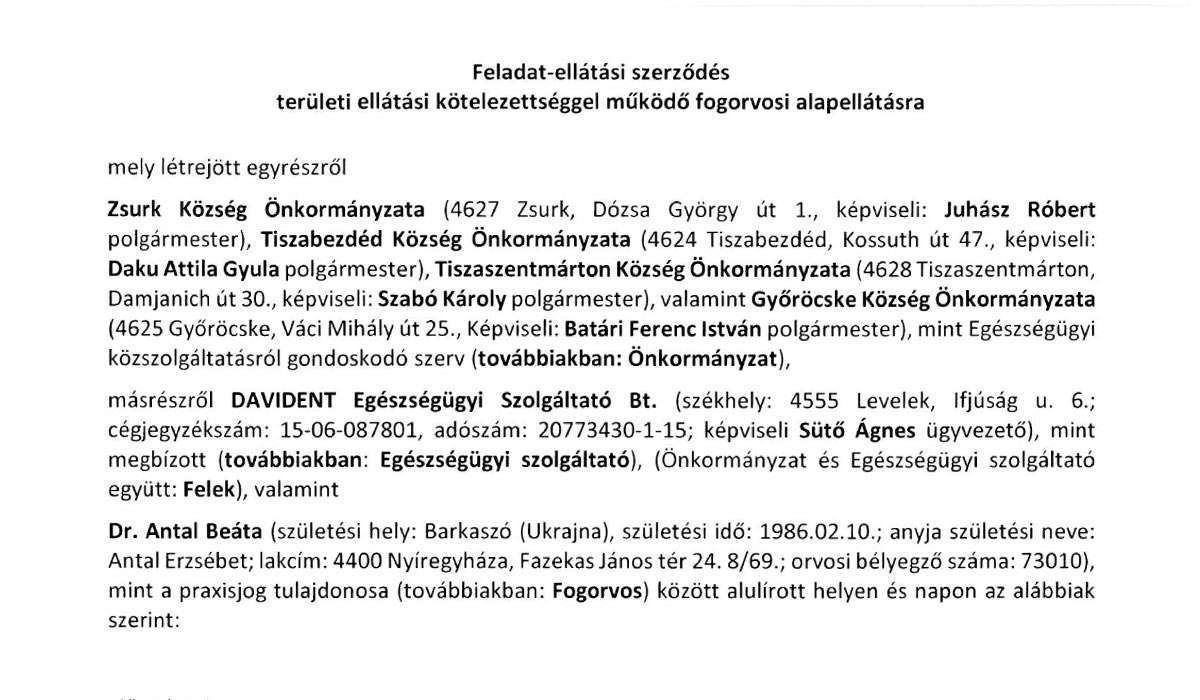 Read more about the article 2026.09.15.- Képviselő-testületi ülés – Fogorvosi feladatok