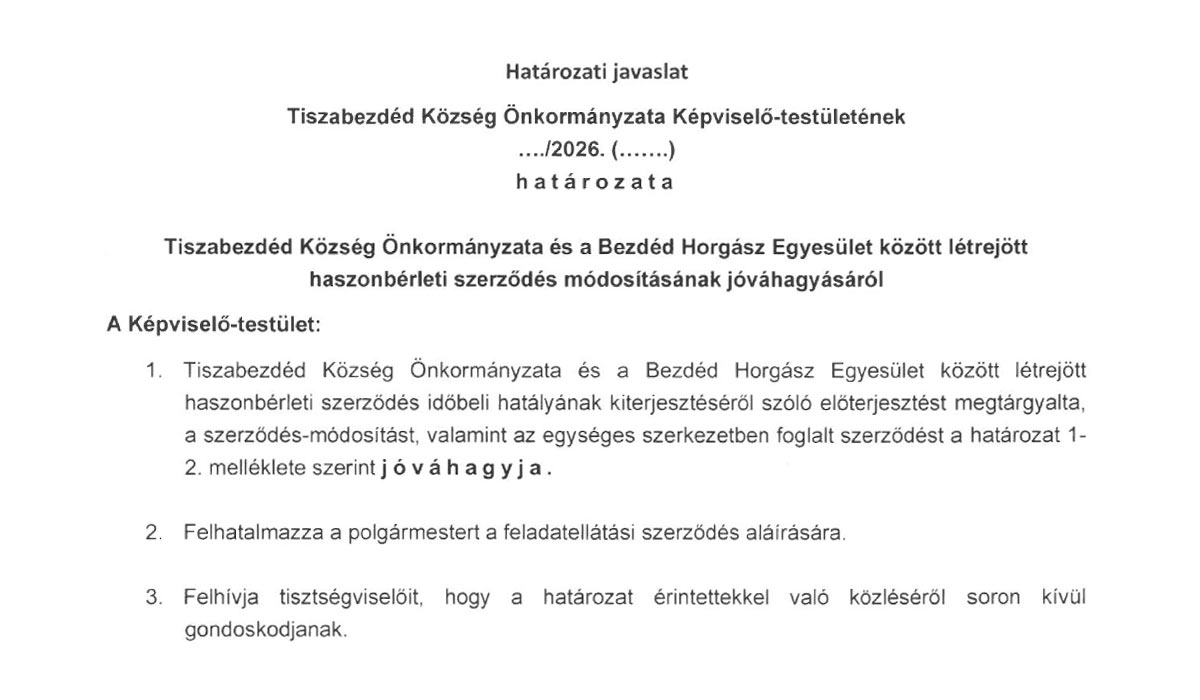 Read more about the article 2026.09.15.- Képviselő-testületi ülés – Horgász Egyesület