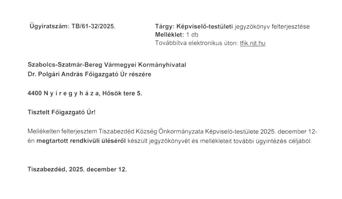Read more about the article 2025.12.12-i Rendkívüli Képviselő-testületi ülés