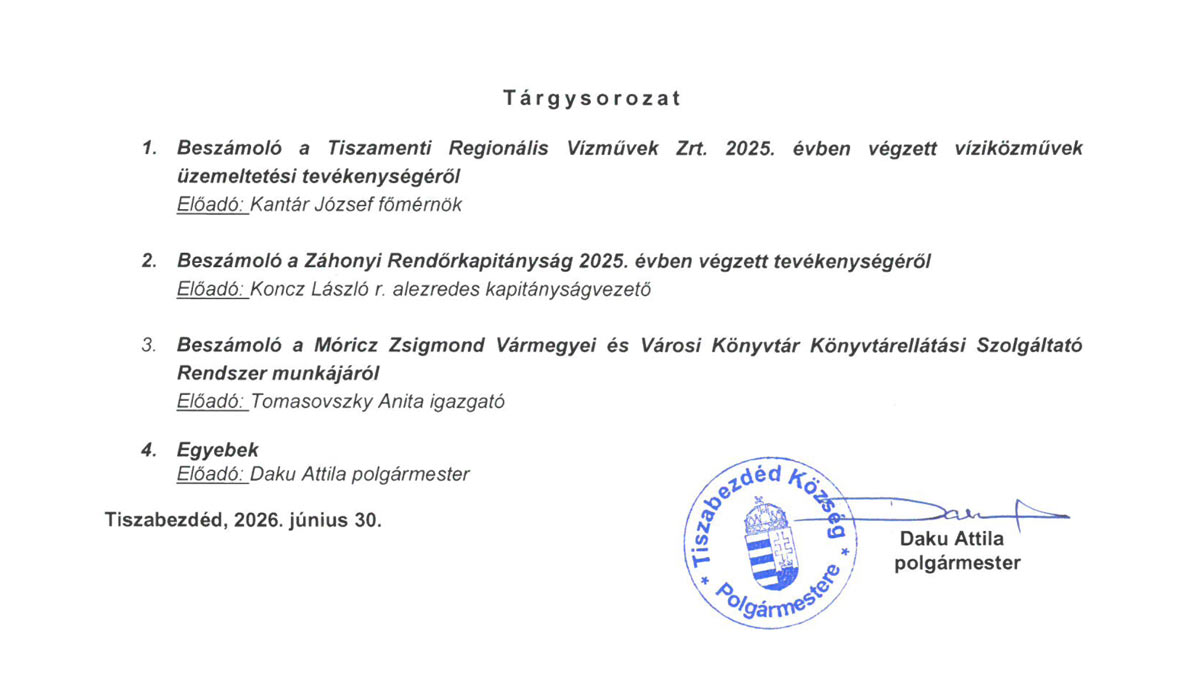 2026.06.30-i Képviselő-testületi ülés – Jegyzőkönyv