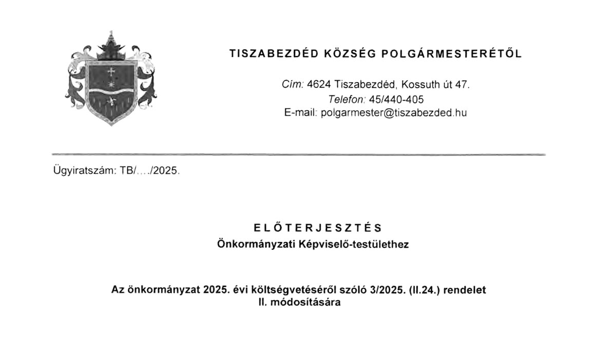 Read more about the article 2025.10.28-i Képviselő-testületi ülés – Költségvetés módosítása