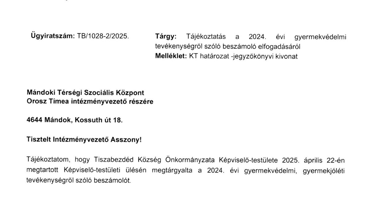 Read more about the article 2025.04.22-i Képviselő-testületi ülés – Térítési díj hozzájárulás