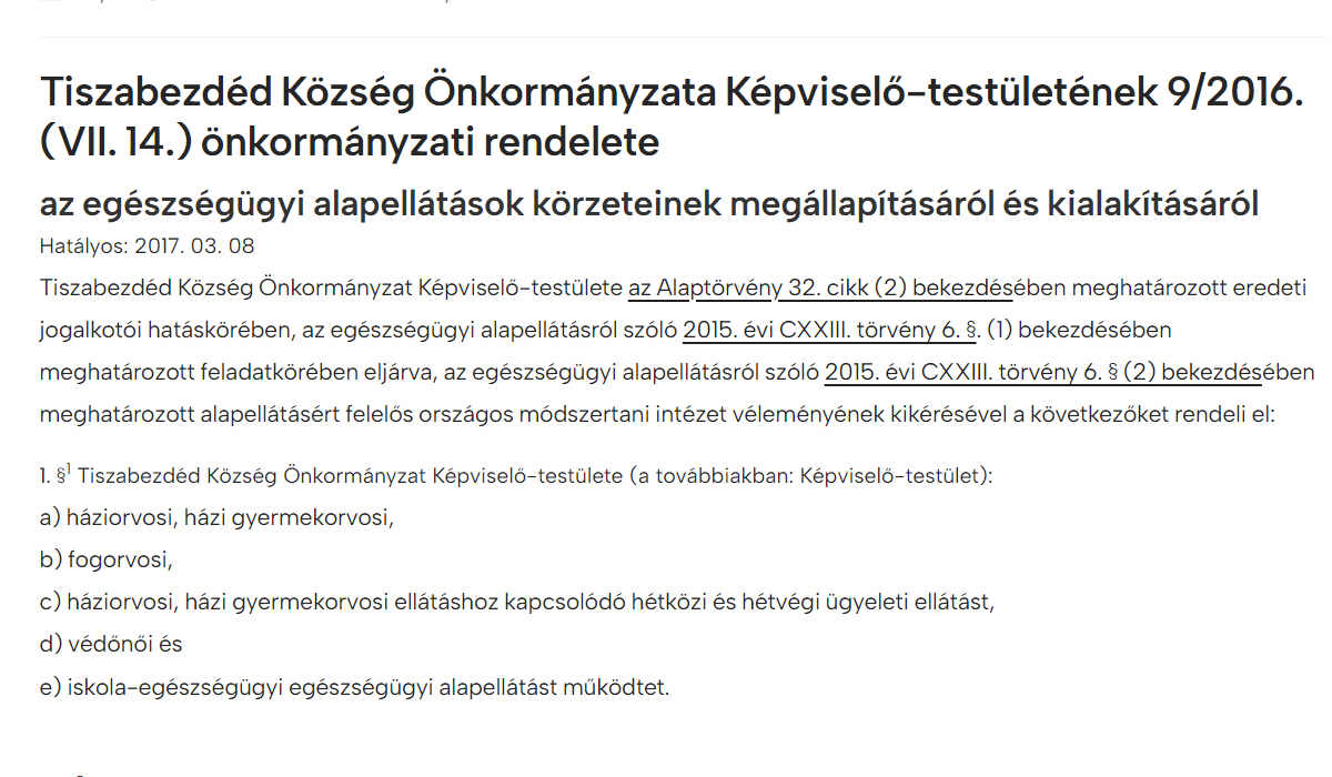 You are currently viewing Önkormányzati rendeletek 2016 – az egészségügyi alapellátásokról