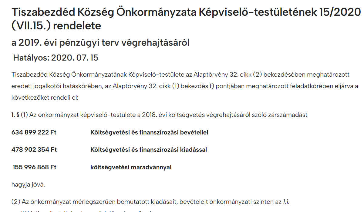 Read more about the article Önkormányzati rendeletek 2020 – A képviselő-testület 15/2020 (VII.15.) rendelete