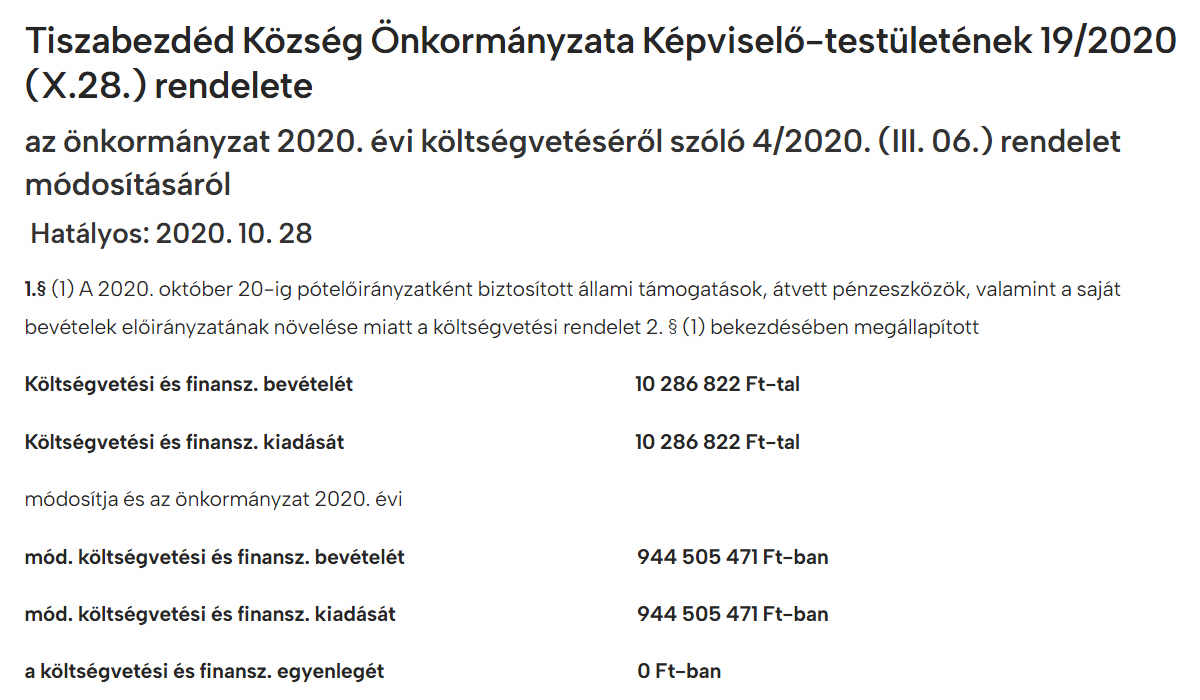 Read more about the article Önkormányzati rendeletek 2020 – A képviselő-testület 19/2020 X.28. rendelete