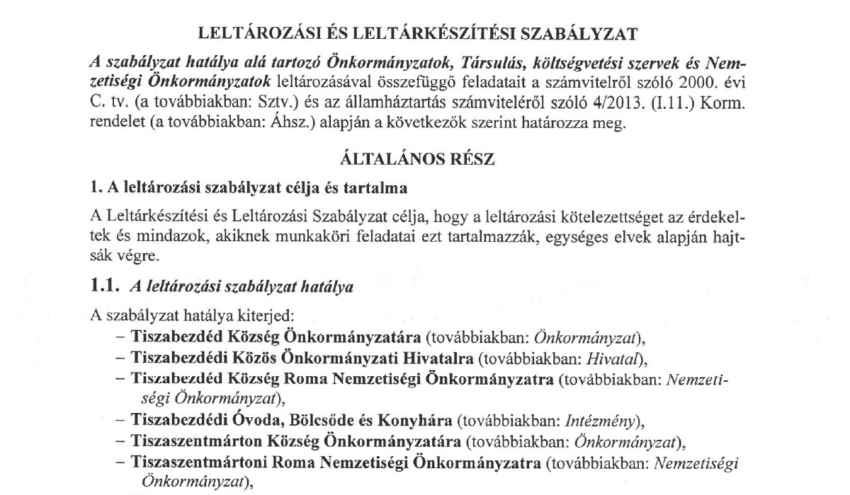 Read more about the article Szabályzatok – Leltározási és leltárkészítési szabályzat