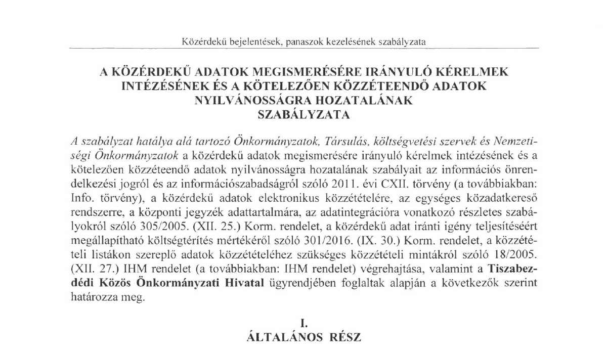 Read more about the article Szabályzatok – Közérdekű adatok megismerésére irányuló kérelem