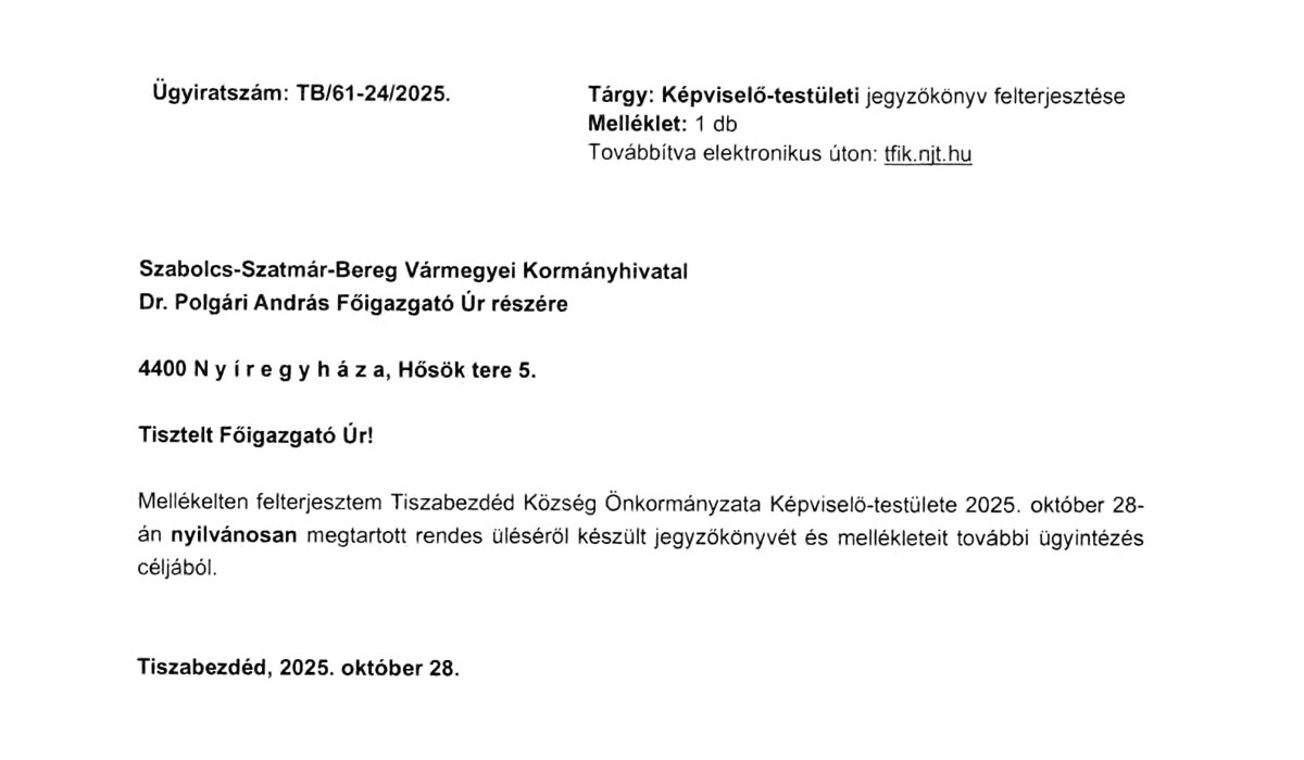 You are currently viewing 2025.10.28-i Képviselő-testületi ülés – Jegyzőkönyv