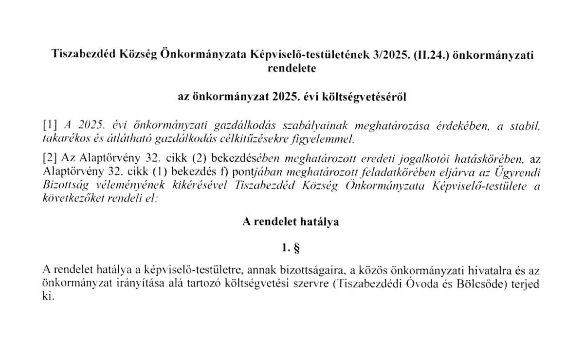 Read more about the article 2025.02.13-i Képviselő-testületi ülés – Költségvetés