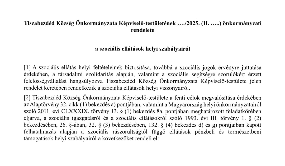 Read more about the article 2025.02.13-i Képviselő-testületi ülés – Szociális ellátás