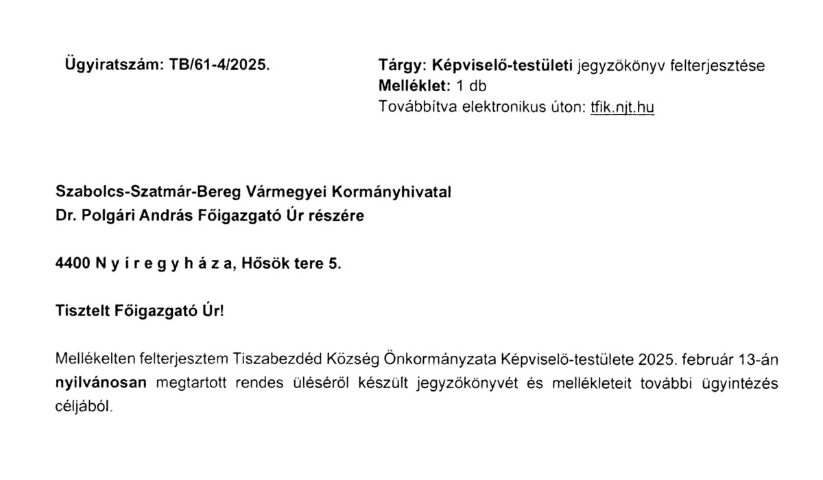 Read more about the article 2025.02.13-i Képviselő-testületi ülés – Jegyzőkönyv